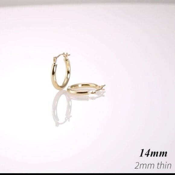 Sold 14k Gold 14mm Hoop Earrings - Picture 2 of 8